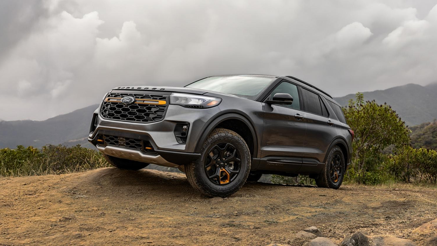 2026 ford explorer parked in front of mountains