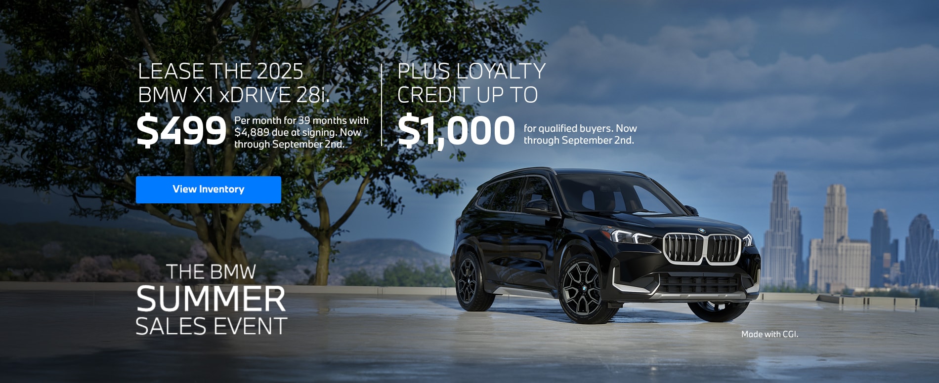 2025 X1 lease starting at $499 per month for 39 months