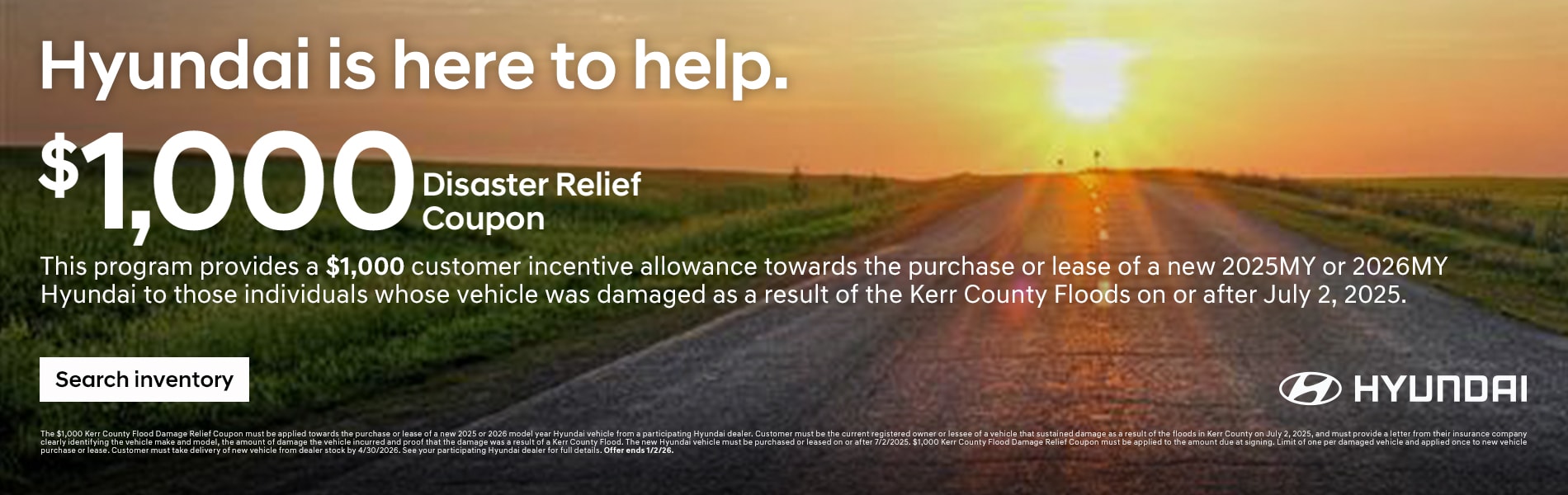 $1,000 Disaster Relief Coupon