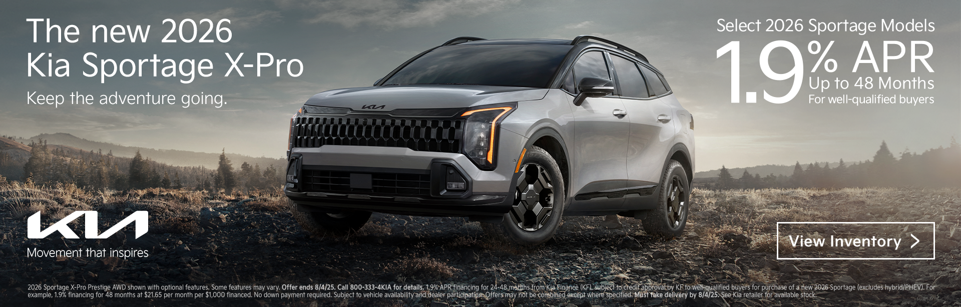 2026 Sportage 1.9% APR Offer