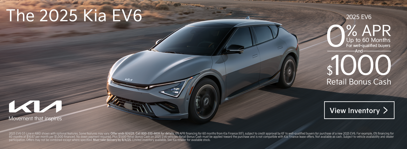2025 EV6 0% + $1,000 Retail Cash
