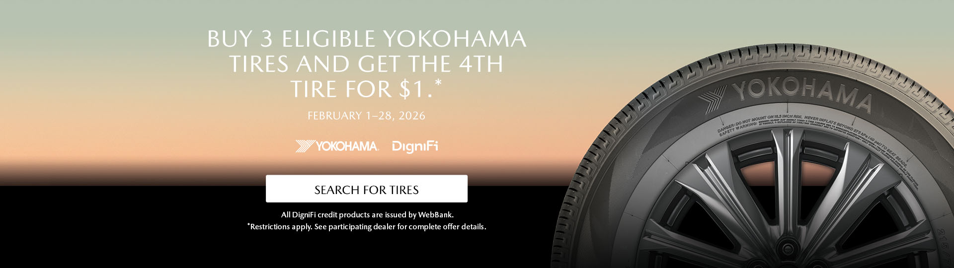Buy 3 eligible Yokohama tires and get the 4th for $1