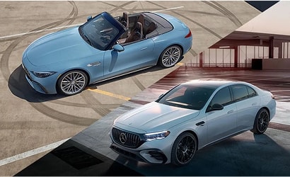 split image of 2 Mercedes-Benz cars