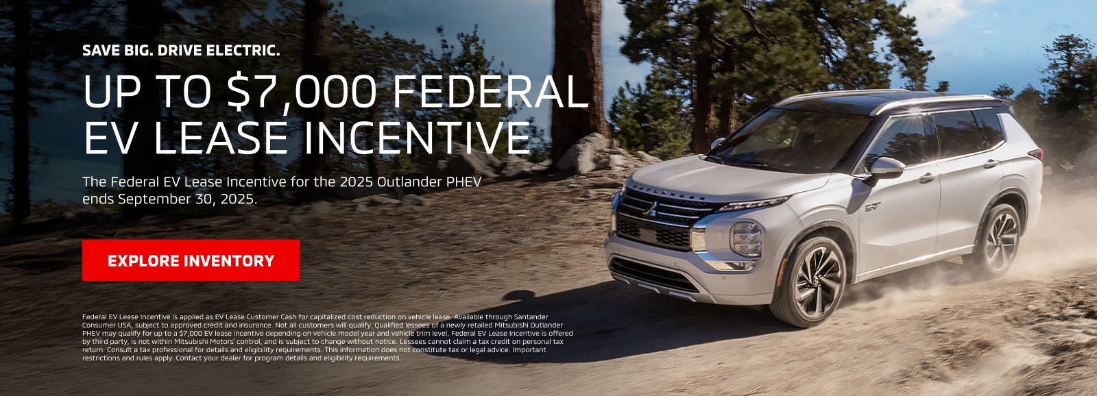 Up to $7,000 Federal EV Lease Incentive on 2025 Outlander PHEV